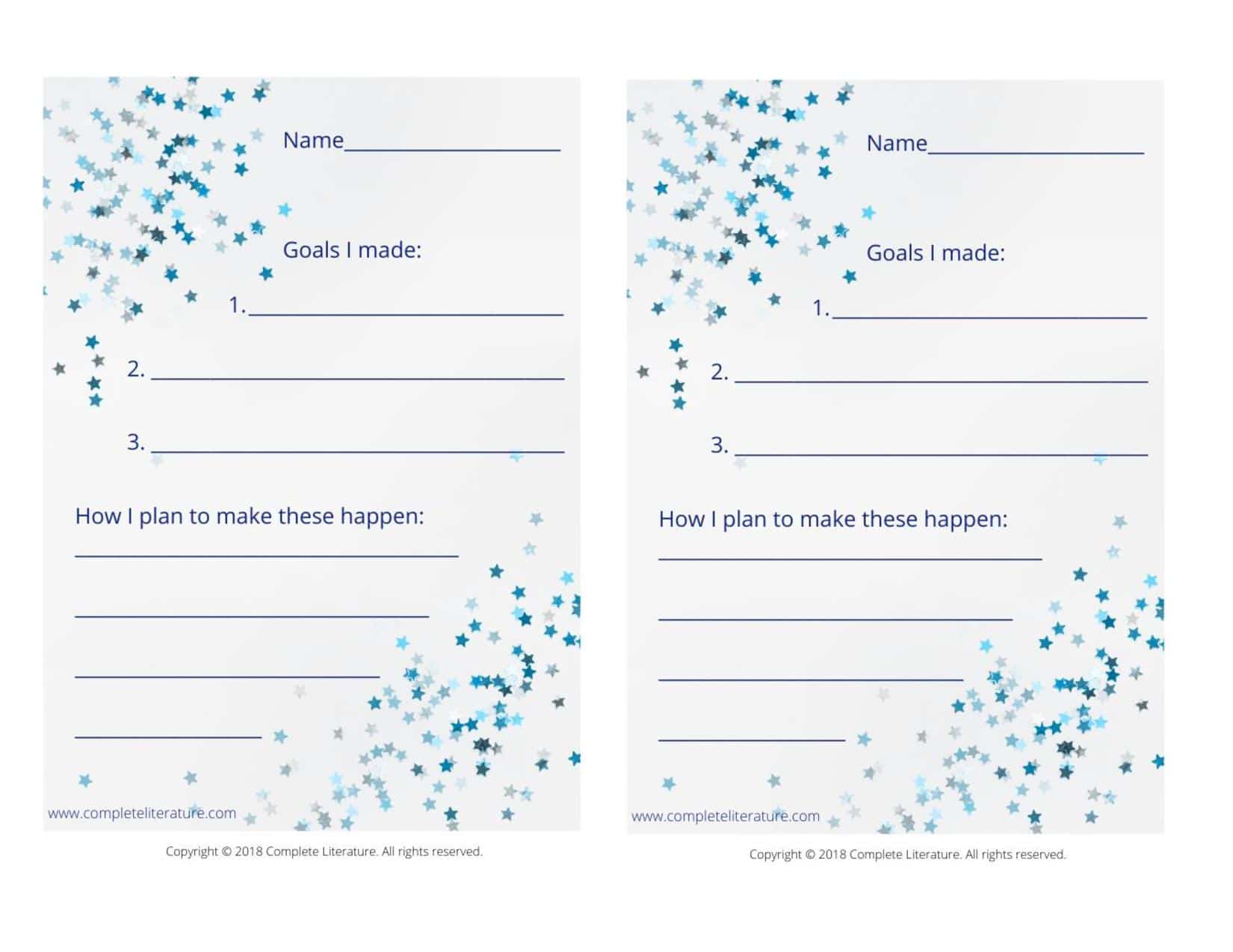 New Years Resolution Worksheet