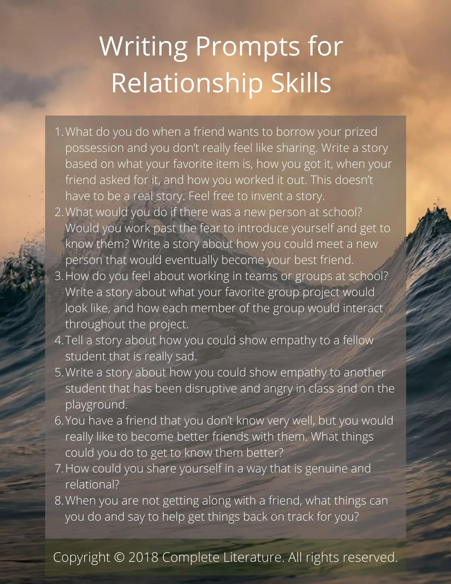 Writing Prompts for Relationship Skills